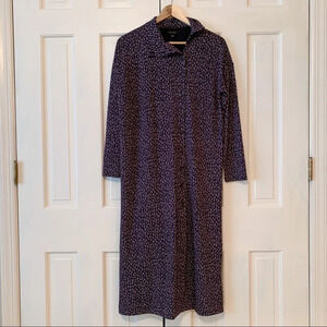 Ann Taylor Stretch Jersey Animal Print Button Midi Dress